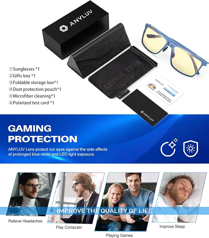 ANYLUV Blue Light Glasses Men, Relieve Eyestrain and Eye Protection, Al-Mg - Image 7