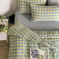 mixinni Yellow Blue Green Checkered Duvet Cover Set by mixinni