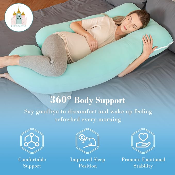 Cute Castle Cooling Cover Pregnancy Pillows, Soft U-Shape Maternity Pillow - Image 5