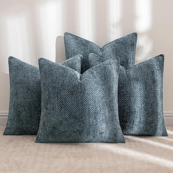 MIULEE Pack of 4 Couch Throw Pillow Covers 18x18 Inch Navy Blue Soft Decorative - Image 2