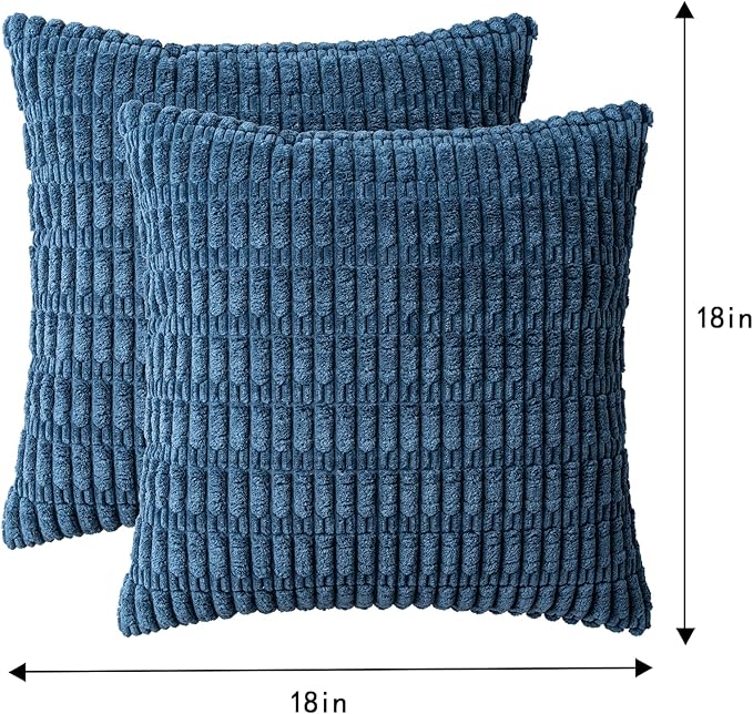 Aegero Pack of 2 Corduroy Decorative Throw Pillow Covers 18x18 InchSoft Boho - Image 7