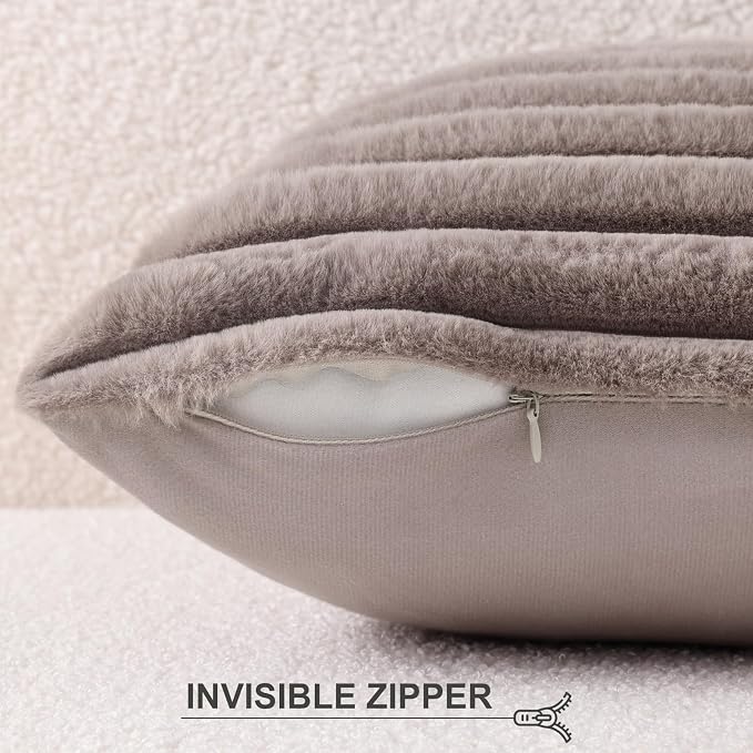Pallene Faux Fur Plush Throw Pillow Covers 24x24 Set of 2, Luxury Soft Fluffy - Image 3