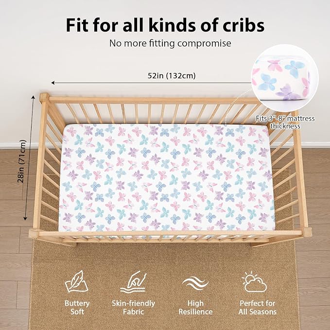 Baby Crib Sheets Girl, 3 Pack Toddler Bed Sheets Fit - Image 3