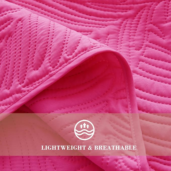 Exclusivo Mezcla Queen Quilt Bedding Set, Lightweight Hot Pink Quilts Queen - Image 5