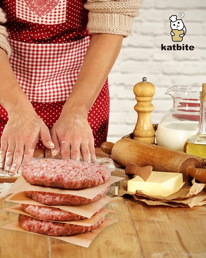 Katbite 300Pcs 6x6 Inches Patty Paper, Burger Patty Paper, Unbleached Parchment - Image 6