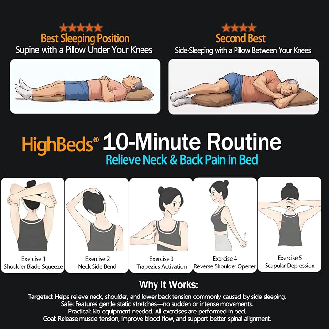 HighBeds Cervical Neck Pillow for Neck Pain Relief- Memory Foam Pillow for Side - Image 8