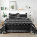 Andency Black King Size Quilt Set, 3 Pieces Boho Lightweight Soft Striped by Andency