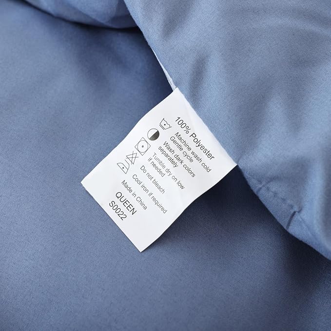 ROSGONIA Queen Comforter Set Slate Blue - Image 9
