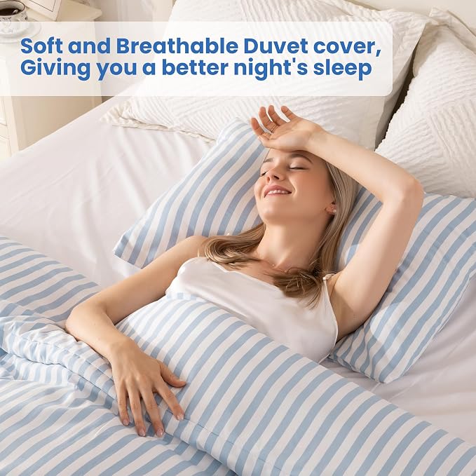ROSE&RISY Blue King Duvet Cover Set, 3 Pieces Soft Bedding Set, Breathable and - Image 3