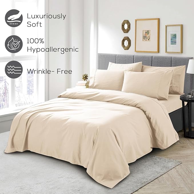 Mueller Ultratemp Bed Sheets Set, Super Soft 1800, 6 Piece California King - Image 5
