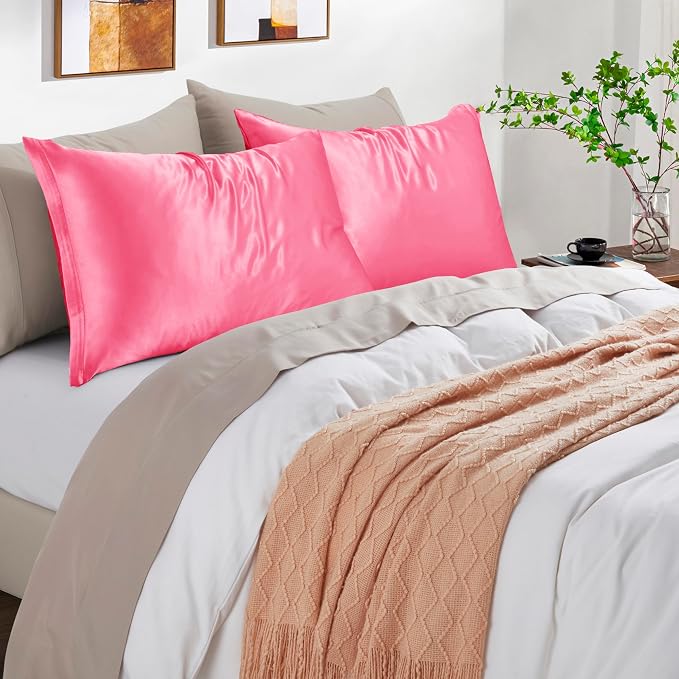 Peach Red Satin Pillowcases - Image 2
