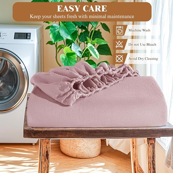 SONORO KATE 100% French Linen Fitted Sheet - Image 7