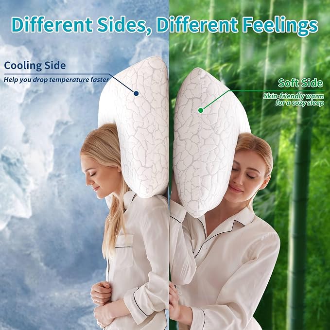 Cooling Pillows for Sleeping 2 Pack, Standard Size Adjustable Shredded Memory - Image 2
