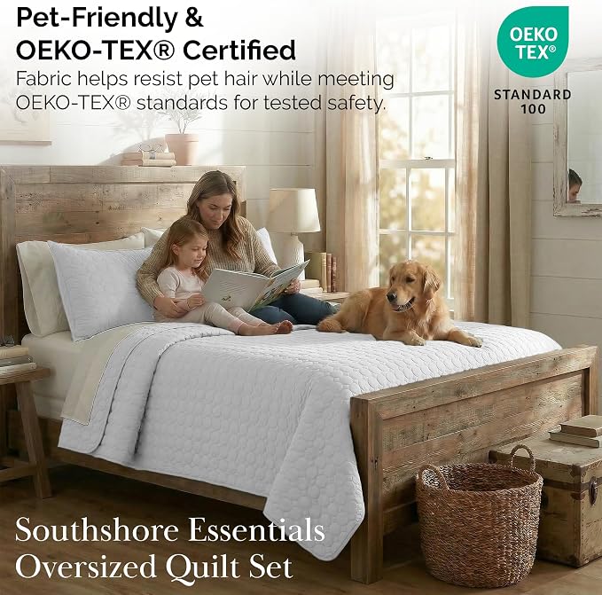 Southshore Fine Living, Inc. White Quilts Queen Size Set, Lightweight Summer - Image 5