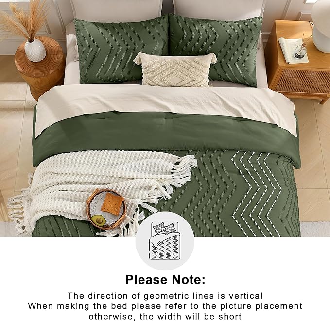 Andency Olive Green Twin/Twin XL Comforter Set, Twin Bed Boho Soft Warm Cute - Image 5