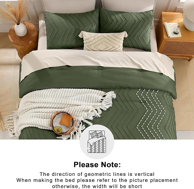 Andency Olive Green Oversized King Comforter Set 120x98, Boho Oversize King - Image 5