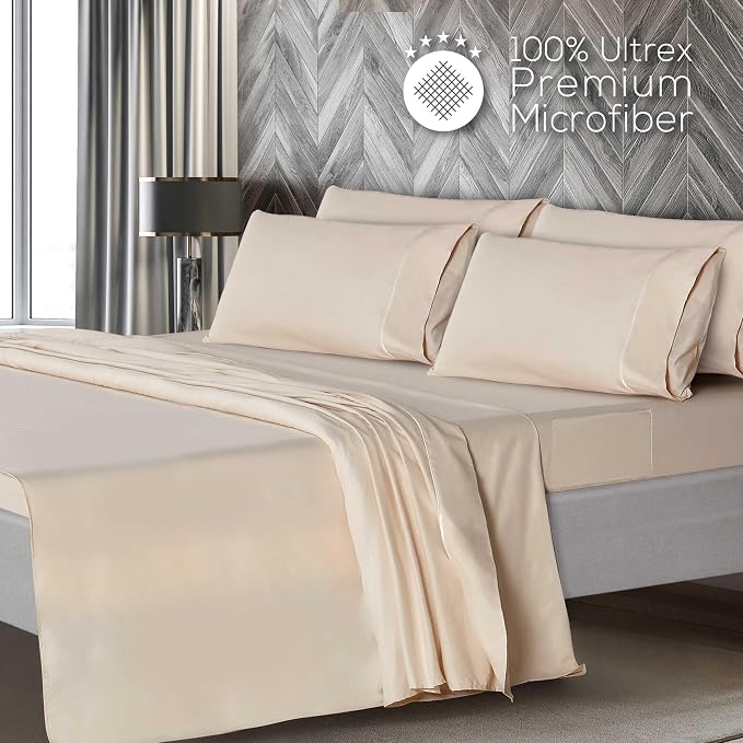 Mueller Ultratemp Bed Sheets Set, Super Soft 1800, 6 Piece California King - Image 3