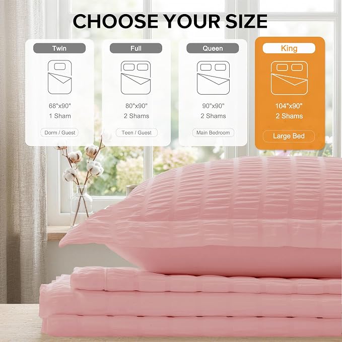 Cozyide Pink Duvet Cover King Size, 3 Pieces Bedding Duvet Covers, Soft - Image 3