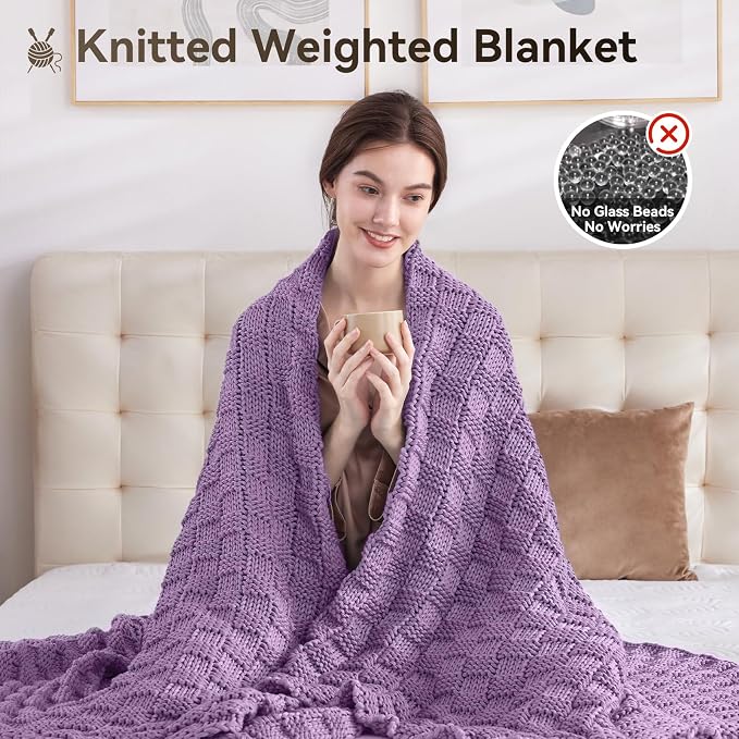 Knitted Weighted Blanket Adults, No Beads Heavy Blanket 36” x 48'' 5lbs - Image 5