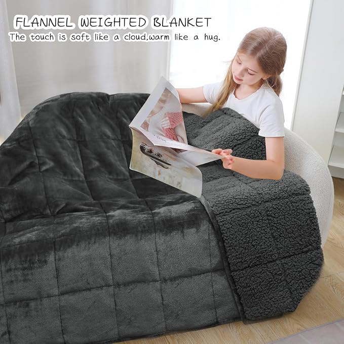 Aemicion Weighted Blanket for Adults Twin Size Sherpa Fleece Heavy Blanket for - Image 4