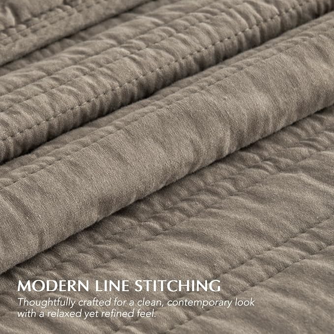 EVERGRACEHOME 100% Cotton Modern Lines Quilt Set King Size, Pre-Washed Soft - Image 4