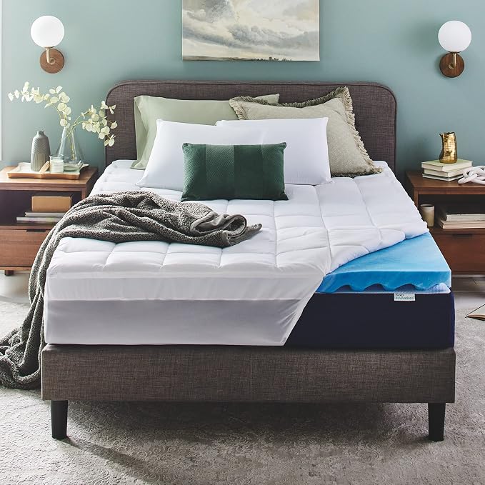 Sleep Innovations Dual Layer 4 Inch Memory Foam Mattress Topper, Queen Size by SleepInnovations