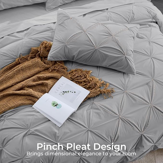 Sasttie Twin XL Comforter Set, 5-Piece Bed in a Bag, Pintuck Bedding Sets - Image 4