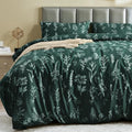 MUXHOMO Duvet Cover Queen Size, Reversible Floral Forest Green Duvet Cover Set by MUXHOMO