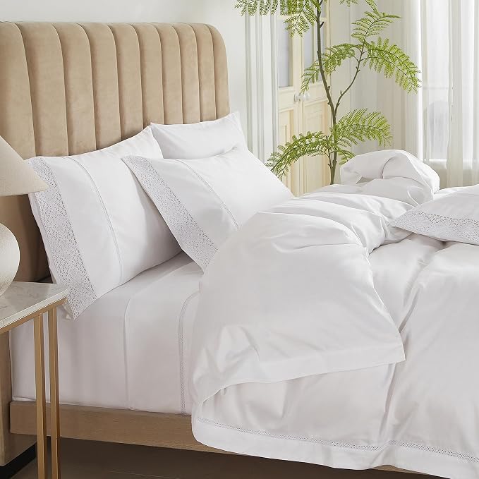 100% Cotton Lace Pillow Cases King Size Set of 2 - Image 7
