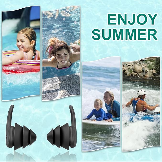 Swimming Ear Plugs for Adults, 3 Pairs Waterproof Reusable Silicone Swim - Image 6