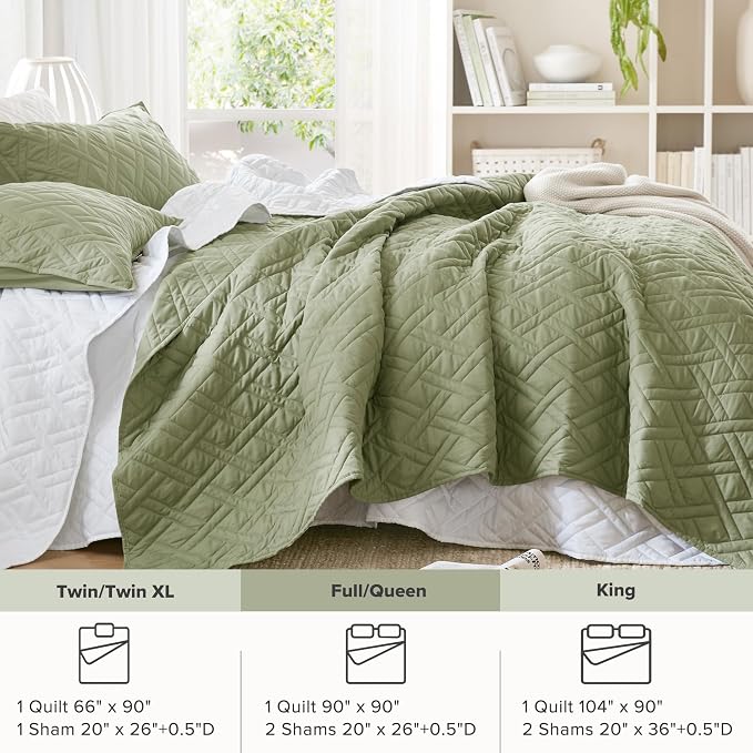 Comfort Spaces Queen Quilt Set Modern Reversible Diamond Coverlet Queen Bedding - Image 7