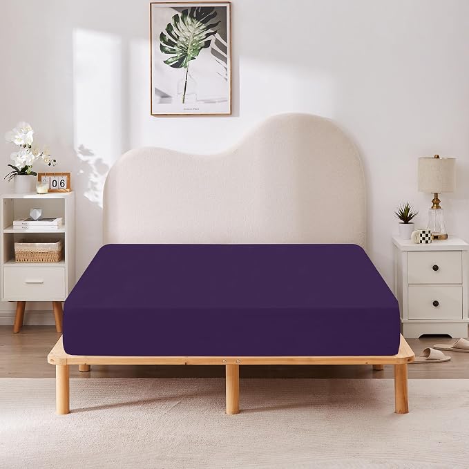 HBHLFZ Twin Fitted Sheet Only, Soft Breathable Bottom Sheet - Image 6