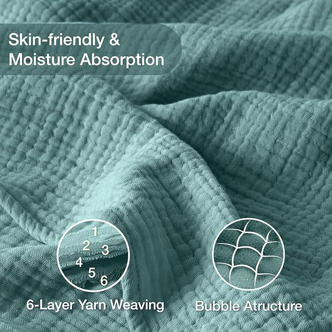100% Cotton Muslin Blanket Large 50" x 70", 6 Layers Breathable and Lightweight - Image 5