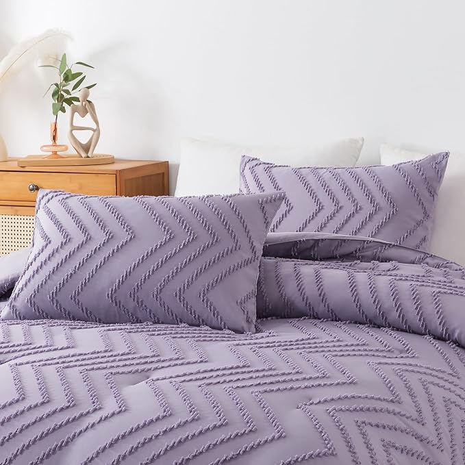 Andency Purple Comforter Set King Size, Boho Girls Women Lavender Soft Fluffy - Image 6