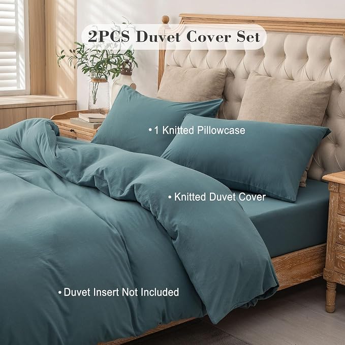 PURE ERA Jersey Knit Duvet Cover Set 100% T-Shirt Cotton Super Soft Comfy 2pc - Image 5
