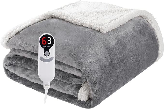 Electric Heated Blanket Throw Size 50"x60", Soft Flannel by Soypipo