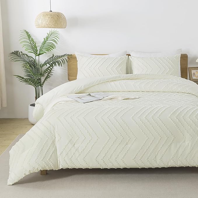 Andency Ivory California King Comforter Set, Boho Cal King Soft Warm Tufted - Image 6