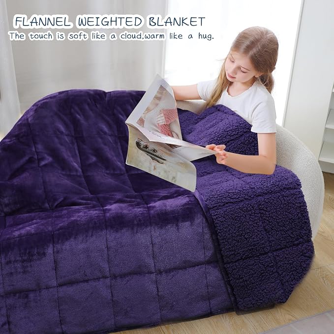 Aemicion Weighted Blanket, Cozy Warm Sherpa Fleece Heavy Blanket Weighted Twin - Image 4