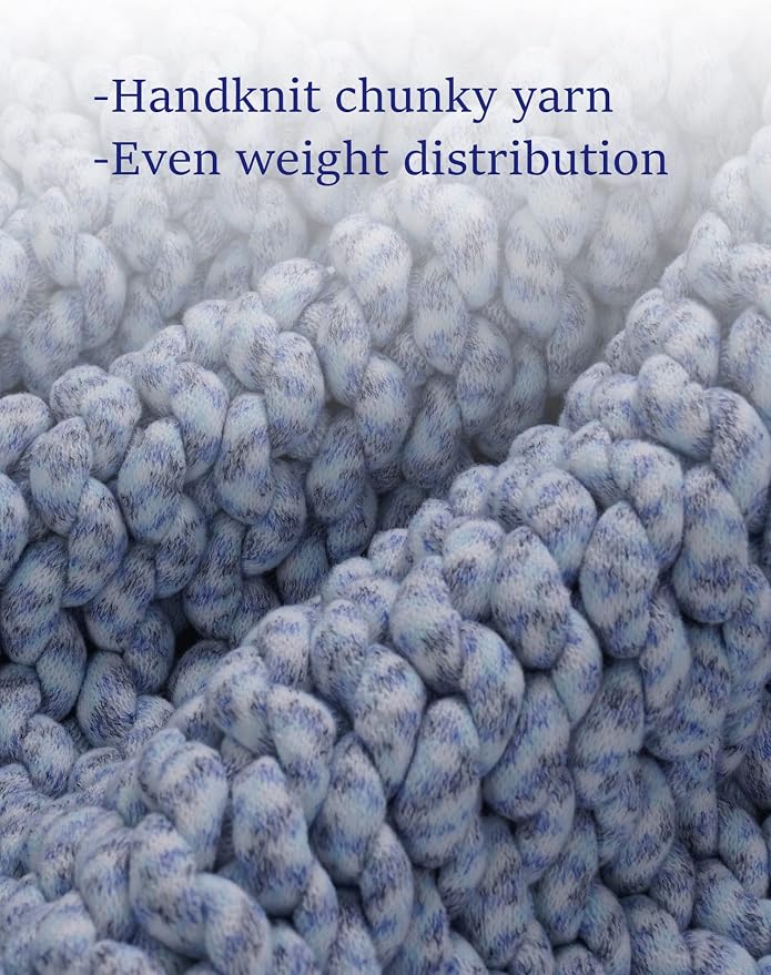 YnM Weighted Blanket, Handmade Chunky Knitted Design, Soft and Cozy, - Image 2