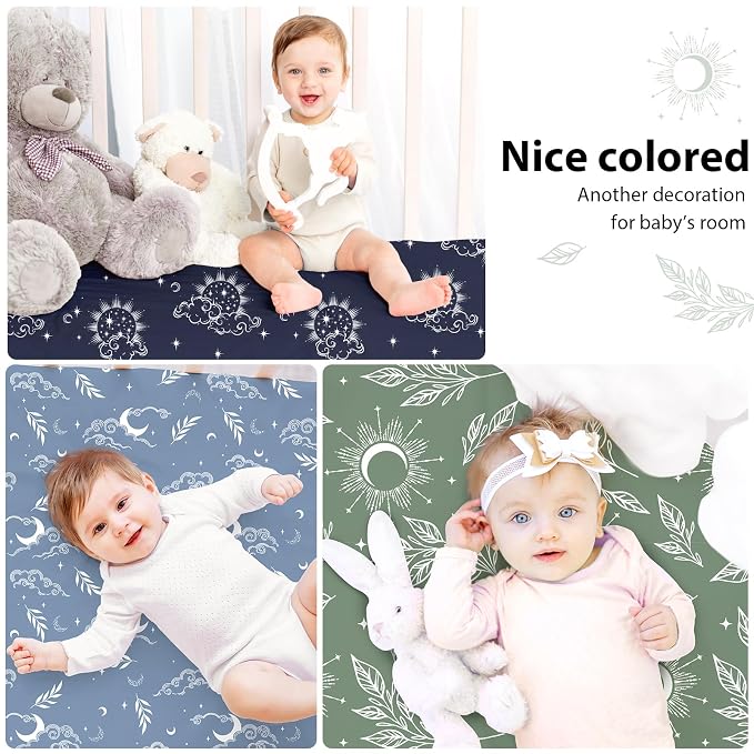Baby Crib Sheets for Boys and Girls, 3 Pack Fitted Toddler Bed Sheets Neutral - Image 6