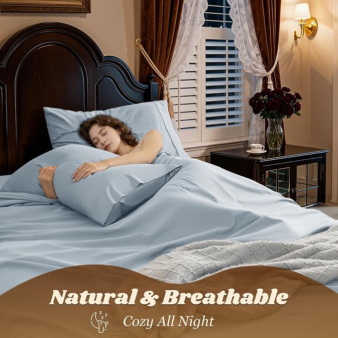 LBRO2M 1000 Thread Count 100% Egyptian Cotton Sheets Set California King Size - Image 5