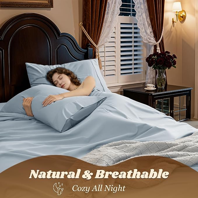LBRO2M 1000 Thread Count 100% Egyptian Cotton Sheets Set Queen Size, 4 Piece - Image 5