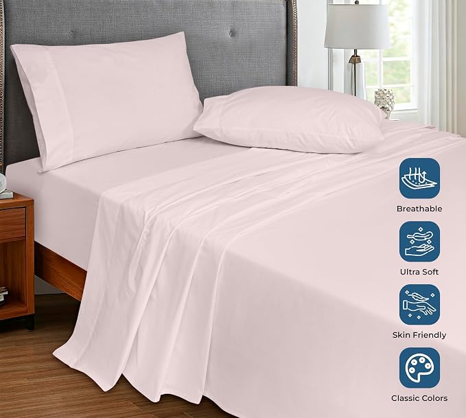 Royale Linens 100% Organic Cotton Queen Flat Sheet Only - Image 4