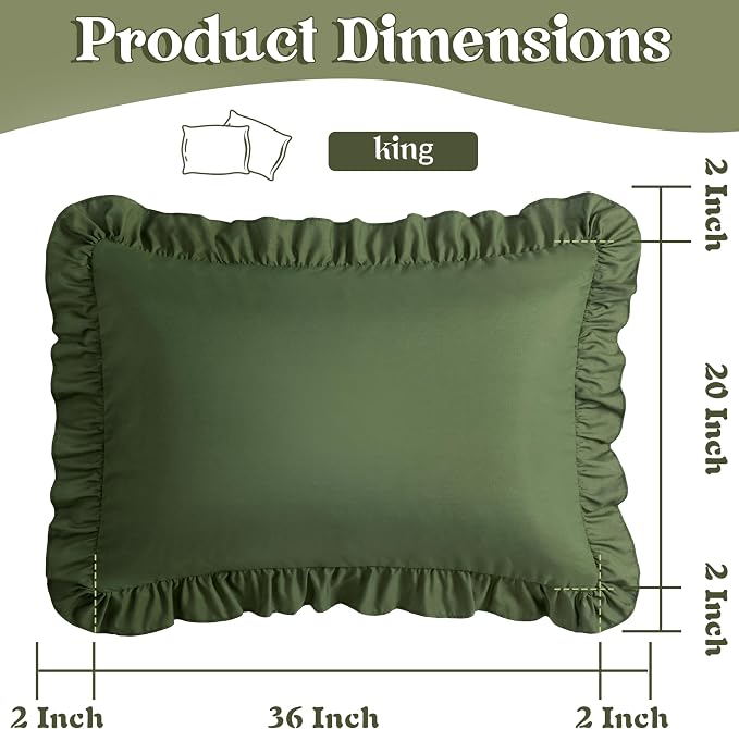 KKJIAF Ruffle Pillow Cases King Size Set of 2, Ruffled Pillow Covers - Image 3
