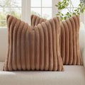 decorUhome Cozy Faux Fur Throw Pillow Covers 24x24 Set of 2 Decorative Soft by decorUhome