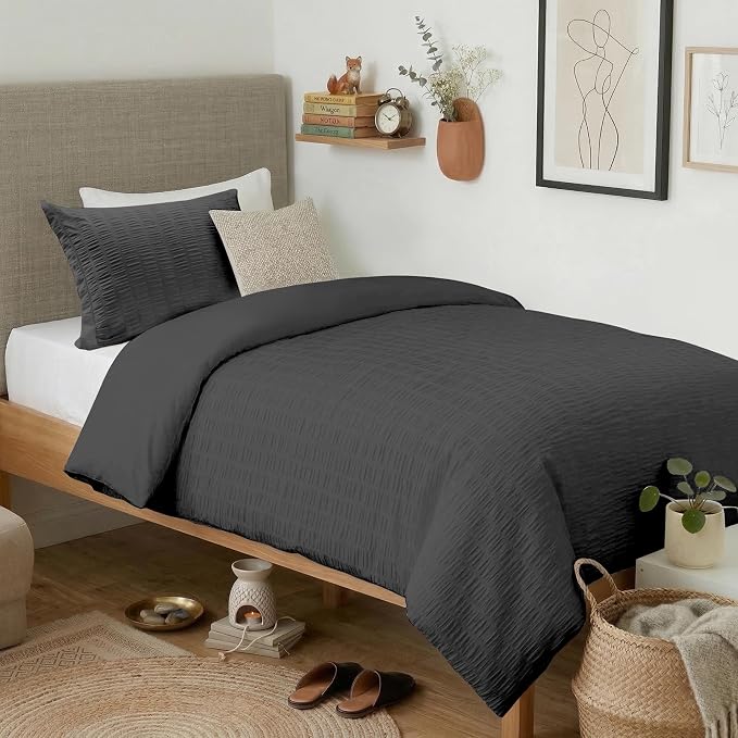 Cozyide Dark Grey Twin Duvet Cover, 2 Pieces Bedding Duvet Covers, Soft by cozyide