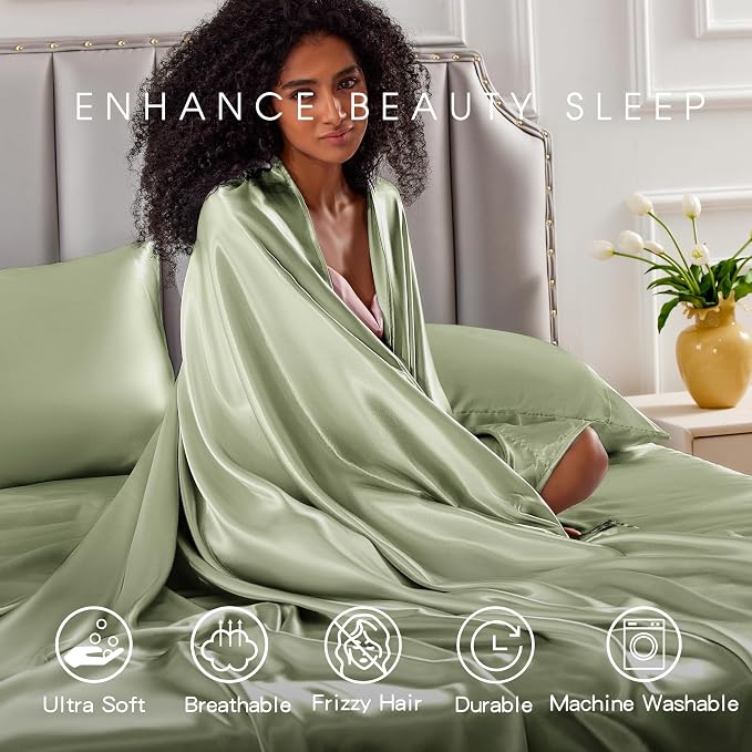 FreshCulture Satin Sheets Twin Size Bed Set - Image 7