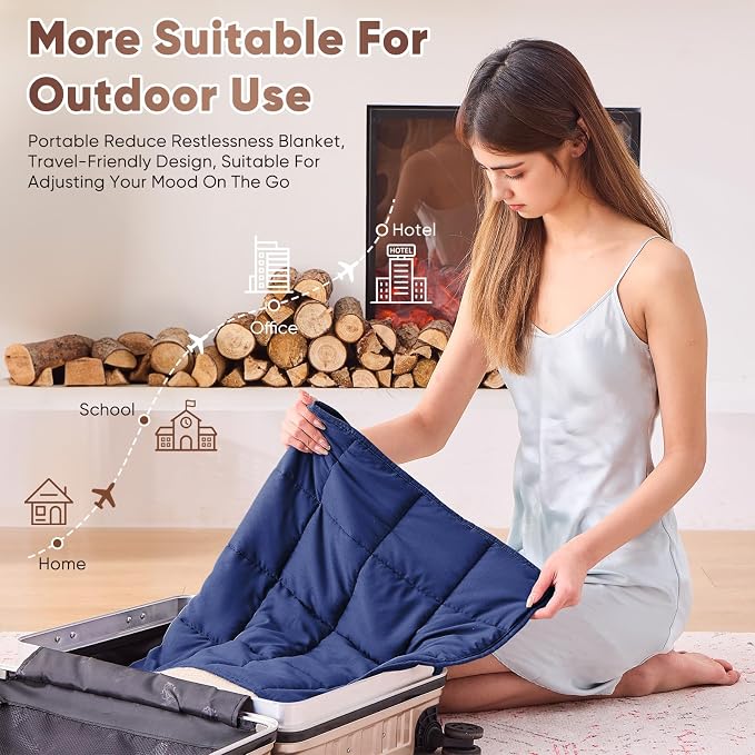 Weighted Lap Blanket for Adults 5lbs, Portable Travel Weighted Blankets - Image 5