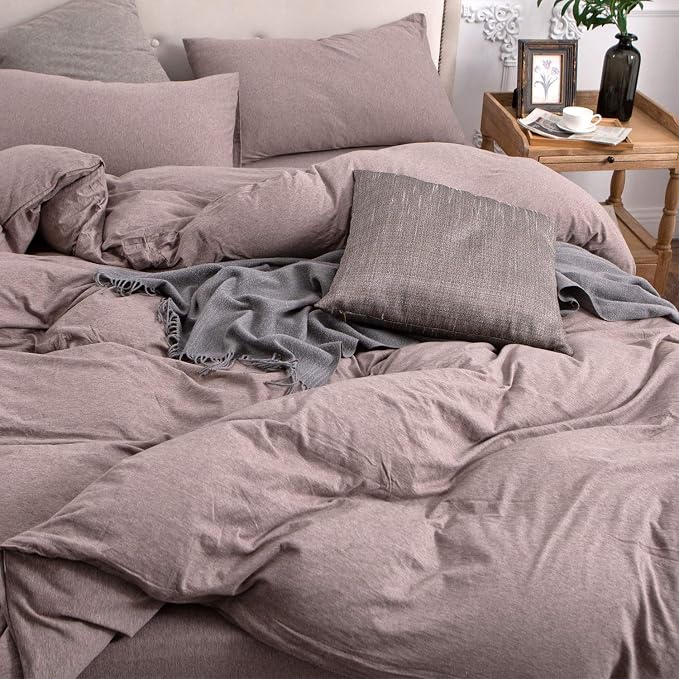 PURE ERA Jersey Knit Duvet Cover Set 100% T-Shirt Cotton Super Soft Comfy 3pc - Image 4