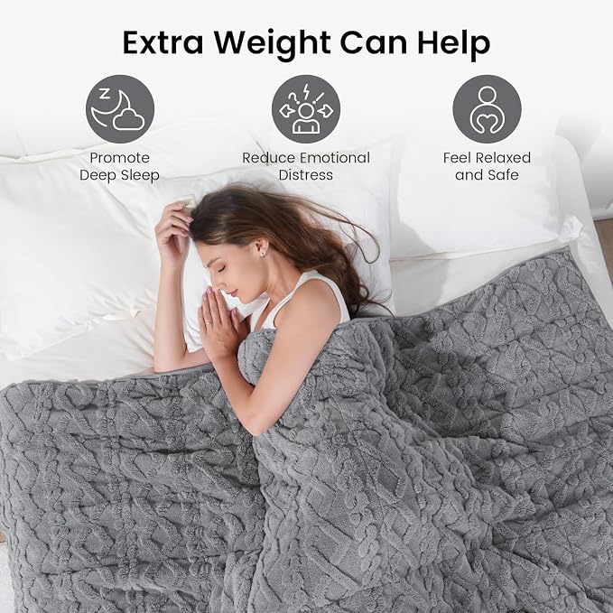 Drewin Fleece Weighted Blanket Queen Size, Ultra-Comfy Furry Sherpa Heavy - Image 2